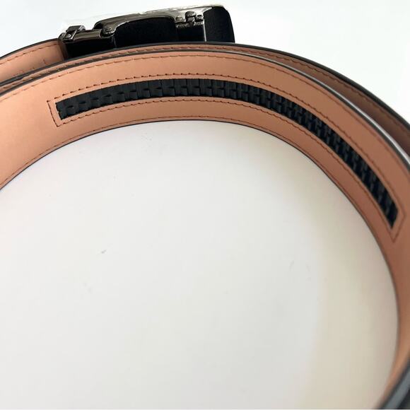 New MARK FRED Men's Solid Buckle Leather Belt with Automatic Ratchet Size 28-52 - Picture 6 of 8